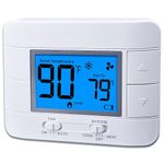 Non Programmable Thermostat for Home - Single Stage 1H/1C, with Room Temperature & Humidity Display and Large Blue LCD