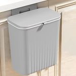 EVVIX Kitchen Trash Can with Lid,Hanging Trash Can for Kitchen Cabinet Door or Under Sink,Over Door Mounted Trash Can,Mountable Compost Bin for Cupboard/Bathroom/Bedroom (GREY)