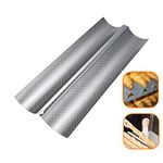 ELDETU French Bread Baking Pan Non-stick Perforated Baguette Pan French Bread Pan Bakeware Mould Kitchen Appliance Parts (Silver)