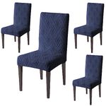 HOKIPO Chair Covers Set of 4, 190 GSM Jacquard, Blue (AR-4792-D10*4)