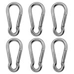 Outmate Premium 316 Stainless Steel Carabiner Set of Various Size 2"-3" Marine Grade Heavy Duty Rust Free in Seawater for Gym Garage Keychain Etc(316,M6,Pack of 6)