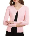 ICW Women's Acrylic Knitted Ribbed Cardigan Front-Open Top Shrug Jacket for Girls (Bust Size 70-96 cm) (Pink)