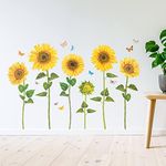 DECOWALL BS-1905 Watercolour Sunflowers Kids Wall Stickers Wall Decals Peel and Stick Removable Wall Stickers for Kids Nursery Bedroom Living Room