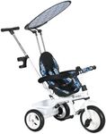 HOMCOM Trike, 6 in 1 Tricycle for Kids, Baby Trike with Push Handle, Removable Canopy, 5-Point Safety Harness, Storage Basket, for 18-60 Months, Blue