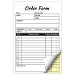 Sales Order Books,2 Part Carbonless Sales Invoice Book for Small Business,5.5 x 8.3 inches,Receipt Book with Cardboard(50 Sets)