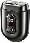 Mini Electric Razor for Men, Dual Rotary Travel Shaver with Metallic Finish