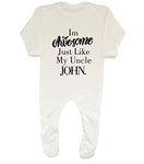 Shopagift Personalised I'm Awesome Just Like My Uncle Baby Sleepsuit Romper White