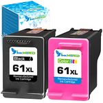 InkWorld Remanufactured Ink Cartridge Replacement for HP 61 61XL Compatible with Envy 4500 5530 5534 5535 Deskjet 1000 1010 1512 3050 Officejet 4630 2620 4632 (Black, Tri-Color)