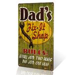 dingleiever-Vintage Metal Dads Garage Sign. Dad's Shop Need to Have Rules:Small Job- Two Hugs, Big Job- One Hug