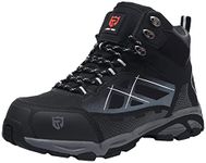 LARNMERN Steel Toe Boots,Mens Work Safety Outdoor Protection Footwear Industrial and Construction Boots Black Size: 14