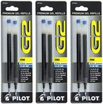 Pilot G2, Dr. Grip Gel/Ltd, ExecuGel G6, Q7 Rollerball Gel Ink Pen Refills Blue .7 mm 3 Pack