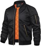 TACVASEN Black Bomber Jacket Men Wi