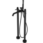 BATHLAVISH Freestanding Bathtub Faucet Matte Black Floor Mount Tub Filler with Handheld Shower Faucet Two Handle High Flow Rate Mixer Tap Bathroom Tub Faucet