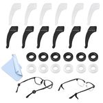 Eyeglasses Retainers Silicone, 12 Pairs Eyeglass Ear Grips, Anti Slip Eyeglass Retainer for Sunglasses, Reading Glasses, Sports Glasses (White, Black)