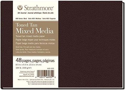Strathmore 469-305 Hardbound Mixed Media Art Journal, 8.5" x 5.5", Toned Tan, 48 Pages