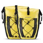 ROCK BROS Bike Pannier Waterproof 27L Large Capacity Bike Bag Rear Rack Bicycle Pannier Bag Waterproof for Grocery Touring Cycling (Yellow2)