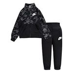 Nike Kids Boy's Textured Camo Full Zip Jacket and Pants Two-Piece Track Set (Little Kids), B(66f279-023)/W, 7 Years