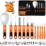 Fenvella Halloween Pumpkin Carving Tools, Pumpkin Carving Kit, 12pcs Professional Heavy Duty Stainless Steel Pumpkin Carving Set with Carrying Case and 12pcs Carving Stencil Paper