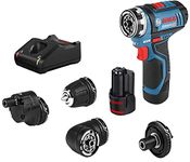 Bosch GSR 12V-15 FC Heavy Duty Cordless Drill, 19 mm, 1/4" Tool Holder, FlexiCLick System, 0.6 kg, + 2 x battery GBA 12V 2.0Ah, Quick charger GAL 12V-40 Professional & Accessories, 1 Year Warranty