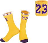 ZIFHKUP Elite Basketball Socks for Boys and Girls, Athletic Socks&Basketball Wristband, Sport Socks for Kids 6-13, Yellow