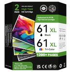 61XL for HP Ink 61 XL Ink Cartridges Black Color Combo Pack for HP61 HP61XL for Envy 4500 5530 4502 for DeskJet 1000 2540 2512 1512 2542 3050 2050 2544 3000 1050 for OfficeJet 4630 4635 2620 Printer