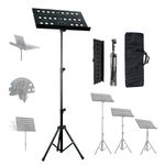 Kadence NK09F Jamming Series Foldable Music Stand | 3-Panel Metal Desk | Adjustable Height & Angle | Tripod Base | Includes Carry Bag | Suitable for Sheet Music & Tablets | Black
