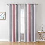 LiveGo Star Curtain Stars Blackout Curtain for Kids Girls Bedroom Living Room Colorful Double Layer Star Window Curtain 2 PANEL(100cm Wide x 130cm Drop) (gray powder, 2 Panels 40"x52")