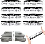 DAWNTREES 10 Pack Bed Sheet Organizer Bands Bed Sheet Keepers Closet Organization Elastic Linen Labels for Bed Sheet Sets (Queen)