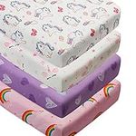 4 Pack Baby Girl Crib Sheets Fitted Crib Sheet Set for Standard Crib or Toddler Mattresses Soft Portable Mattress Cover or Bed Sheets for Baby Girls