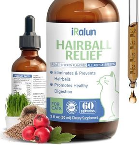 IRALUN Hairball Treatment for Cats- Hair Ball Relief Digestive Aid-Hairball Support Remedy- Promotes Healthy Digestion, Eliminates & Prevents Hairballs,Cat Grass Flavored to All Ages & Breeds 2fl oz