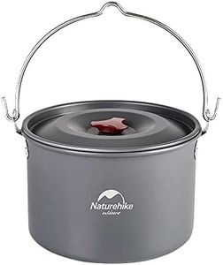 Naturehike 4-6 Person Aluminum Hanging Pot, Portable Camping Pot with Lid, 4.2 Quart Ultralight Outdoor Cooking Pot Cookware for Camping Hiking Picnic Travel