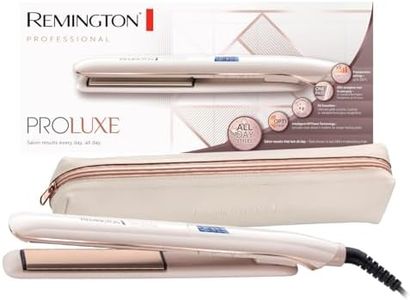 Remington S9100 Proluxe Straightener | 24 Hour Locked In Styles | Intelligent Optiheat Technology | 5X Smoother* With Ultimate Glide Ceramic | 50% Straighter Hair In One Pass, Off-White
