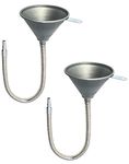 QWORK 2 Pack Steel Bendable Universal Spout Funnel with Filter for All Oils,Diesel Fuel and Other Liquids