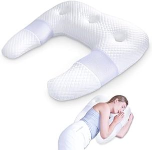 SAHEYER Pillow for Side Sleeper, Odorless Body Pillow for Adults Shoulder Pain Relief, U-Shaped Memory Foam Orthopedic Contour Support Pillows for Neck, Back, Arm with Removable Washable Cover, White