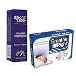 Shhhnoreless Anti Snoring Throat Spray + Breathe Right Nasal Strips - Snoring Aids for Men and Women, Nose Strips Anti Snore Solution to Stop Snoring - Original Tan Large 10s