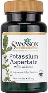 Swanson Potassium Aspartate Electrolyte Mineral Supplement for Active Adults Seeking Daily Potassium Support - Highly Absorbable - 99 mg (60 Capsules)