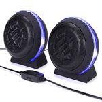 ENHANCE SL2 USB Gaming Speakers for PC with LED Blue Light, 3.5mm Wired Connection and in-Line Volume Control, 2.0 Stereo Sound System - USB Computer Speakers for Monitor, Laptop, PC