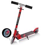 COSTWAY Kick Scooter Kids Stunt, Light Up LED 2 Wheeled Scooters for Ages 4 to 13 Children Girls Boys, Adjustable T-bar Foldable Push Board Maximum Load 70KG (Red)