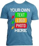 Custom T-Shirts for Men and Women Design Your Own Personalized Shirt with Text Image Logo Customizable Front and Back Print Soft Cotton Tee Heather Deep Teal