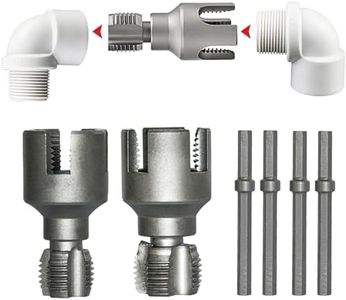 2025 New Pipe Thread Cutting Tool，Integrated Internal & External Pipe Threading Tool，Pvc Pipe Threader Electric Drill Compatible Pipe Threader Kit,1/2" Or 3/4" Pipe Sizes Rethreading Tool (1/2"+ 3/4")