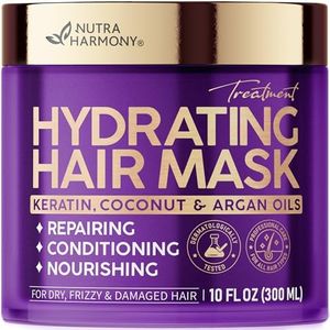 Hydrating Hair Mask - For Dry Damaged Hair - Moisturizing Keratin Treatment - Argan & Coconut Oil | Biotin | Collagen - Deep Conditioning, Anti Frizz Product for Women - Care for All HairTypes, 10 Oz