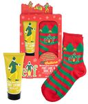 MAD Beauty Warner Bros Elf Movie Footcare & Sock Set, Swirly Gum Drop Scented Lotion, Moisturize, Revitalize, Relax, Unwind, Festive Socks, Gift