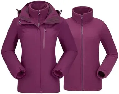 CAMEL CROWN Women's Waterproof Ski Jacket 3 in 1 Winter Coat Windbreaker Snowboard Jackets for Rain Snow Outdoor Hiking Deep Purple 2XL