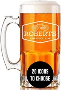 Spotted Dog Company Personalized Etched 34oz Glass Beer Mug, Roberts, Customized Name, Custom Beer Gifts for Men, Father's Day