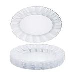 MATANA 10 Oval Serving Platters, 30x23cm - Clear Plastic Trays for Food Serving, Catering, Parties, Weddings, Birthdays - Sturdy & Reusable Snack, Sandwich, & Buffet Trays