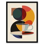 Artery8 Coffee Cup Bauhaus Geometric Design Kitchen Artwork Framed Wall Art Print A4