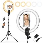 Unicucp 12" Ring Light with Tripod Stand & Phone Holder, 75''/190cm LED Ring Light Lamp Built in 2800mAh Battery, Tripod with Ring Light Selfie for Photography, Makeup, Video, Live Streaming, YouTube