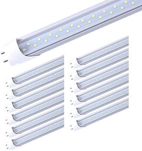 TRLIFE 4FT LED Light Bulbs, T8 4FT LED Tube Lights 28W 6000K Cool White, 3360 Lumens Dual Row LEDs Replacement for 4FT Fluorescent Fixture, Clear Cover, Ballast Removal, Dual-end Powered(12 Pack)