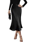 Zeagoo Womens Midi Skirt High Waisted Solid Satin Dress Zipper Elegant Work Skirts Party Wedding Flared A-Line Skirts