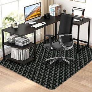 Office Chair Mat for Hardwood Floor, 63" x 51" Extra Large Black PVC Mat with 3D Pattern, Under Computer Desk Chair Mat, Heavy Duty Floor Protector for Rolling Chair, Easy Glide, Easy Clean